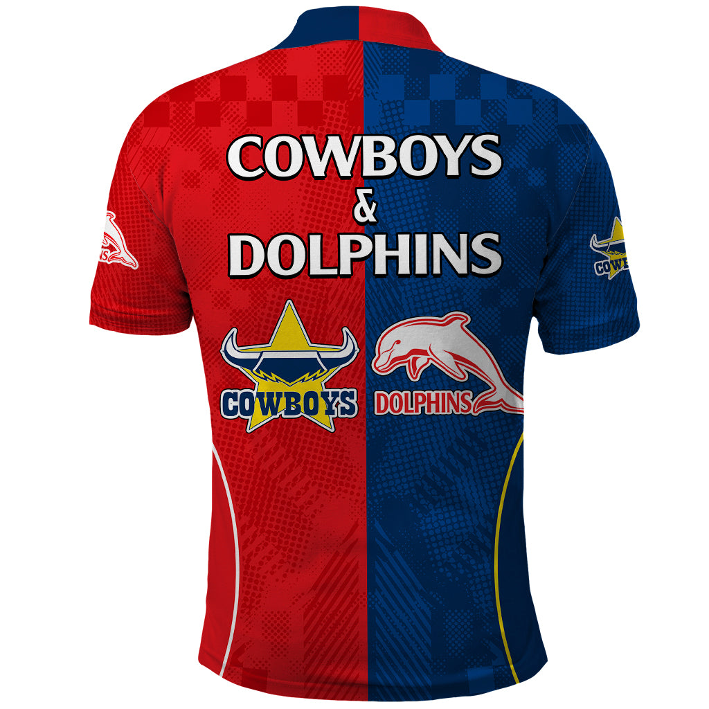 NRL Half Dolphins and Half Cowboys Rugby Polo Shirt Sporty Style LT9 - Vibe Hoodie Shop