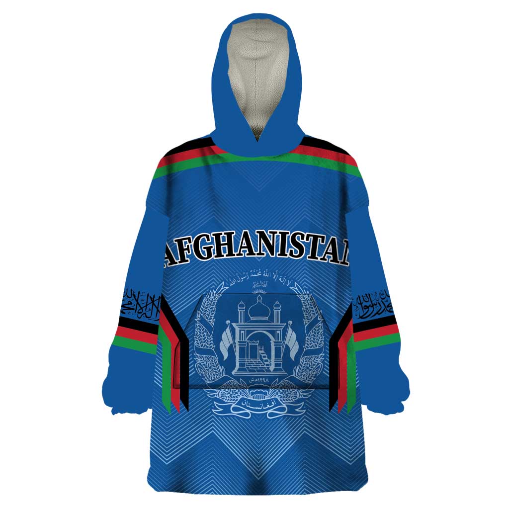 Custom Afghanistan Cricket Wearable Blanket Hoodie Afghan Coat Of Arm with Special Flag - Vibe Hoodie Shop