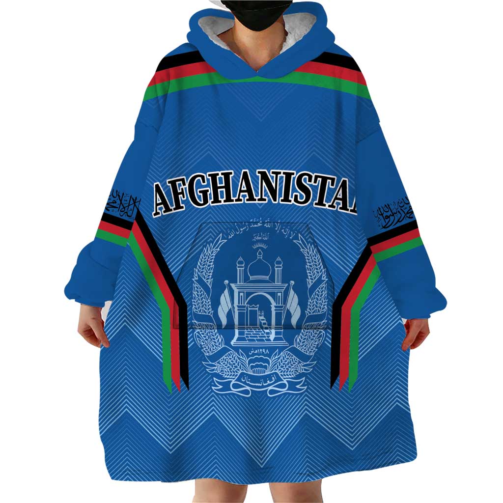 Custom Afghanistan Cricket Wearable Blanket Hoodie Afghan Coat Of Arm with Special Flag - Vibe Hoodie Shop