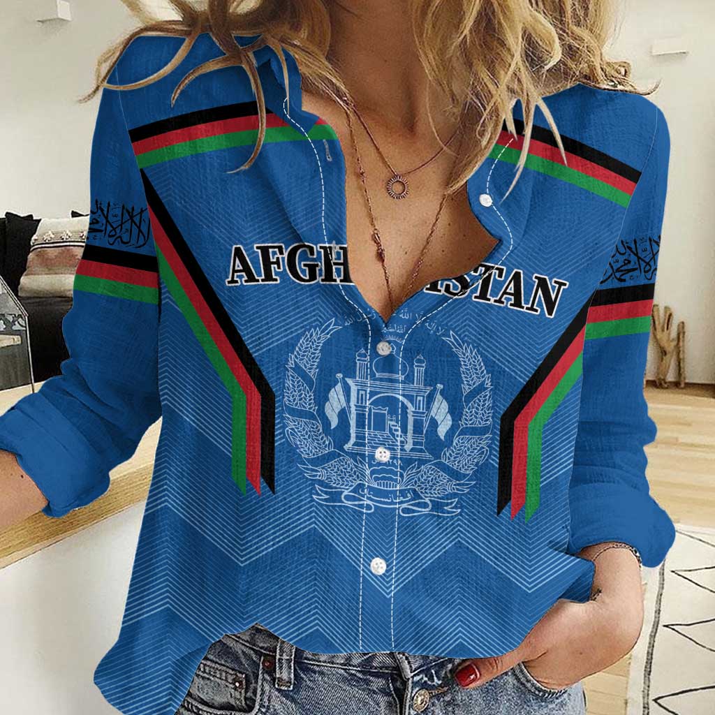 Custom Afghanistan Cricket Women Casual Shirt Afghan Coat Of Arm with Special Flag - Vibe Hoodie Shop