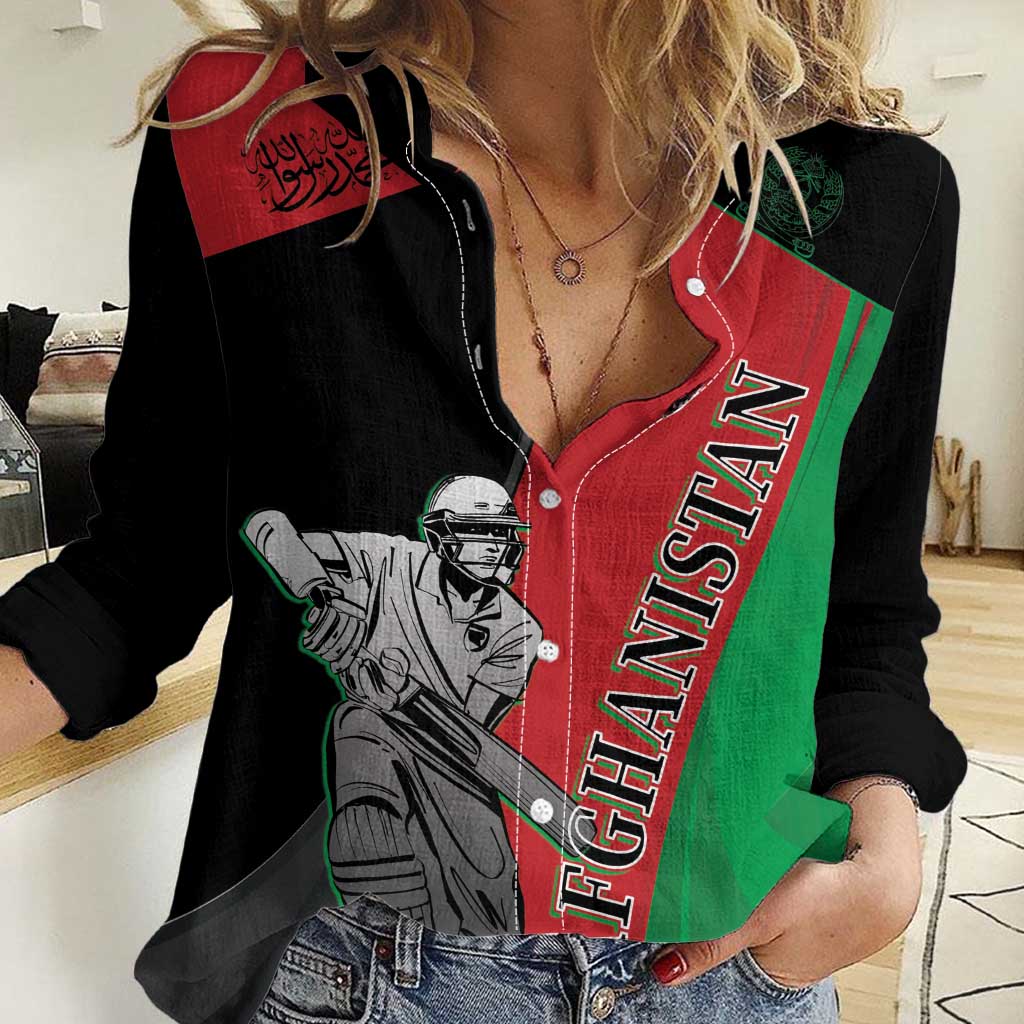 Custom Afghanistan Cricket Women Casual Shirt Sporty Version - Vibe Hoodie Shop