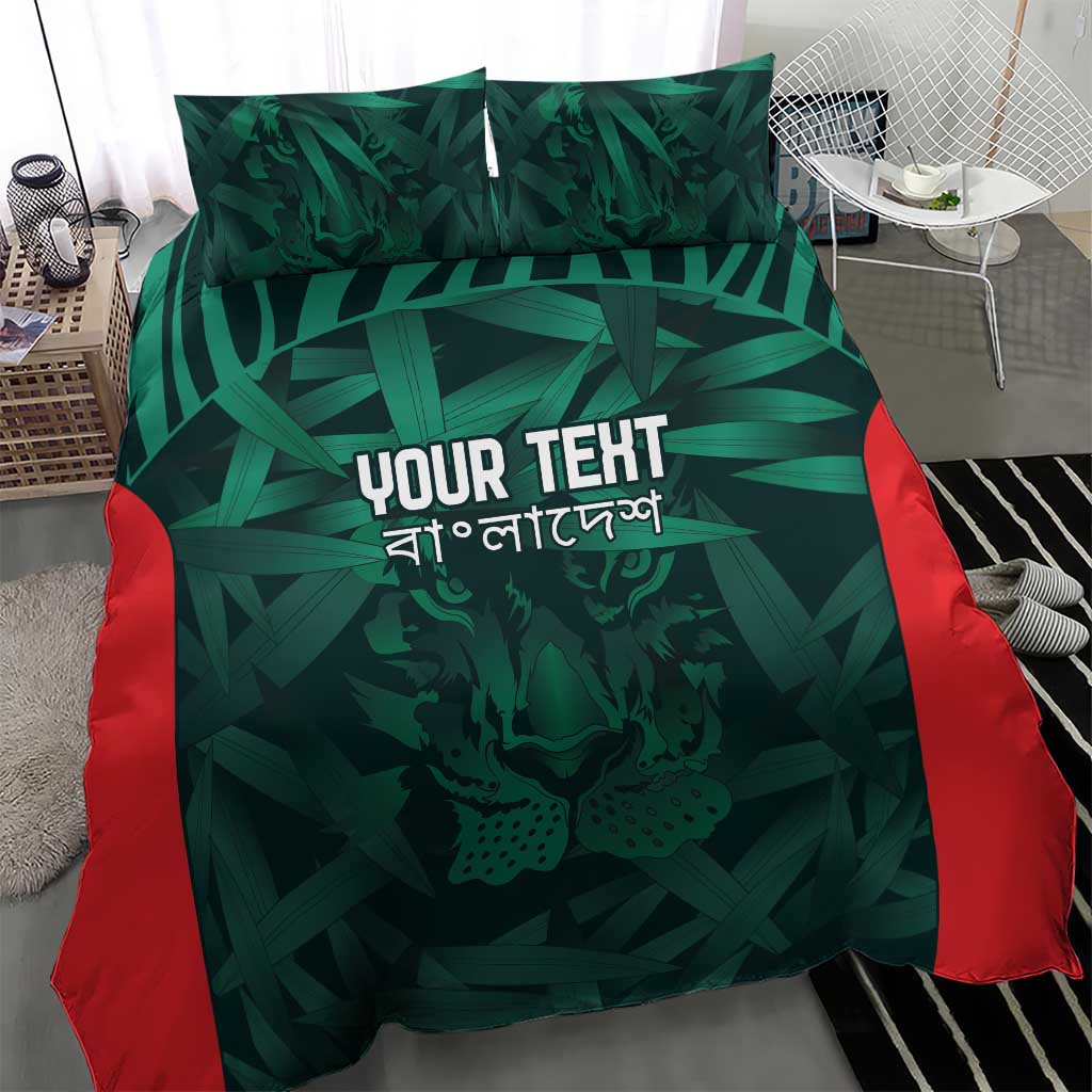 Royal Bengal Tiger Bangladesh Cricket Custom Bedding Set The Red and Green Version - Vibe Hoodie Shop