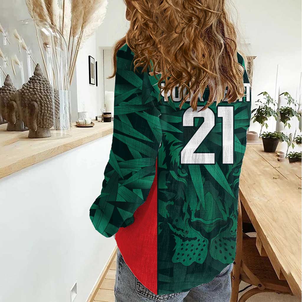 Royal Bengal Tiger Bangladesh Cricket Custom Women Casual Shirt The Red and Green Version - Vibe Hoodie Shop