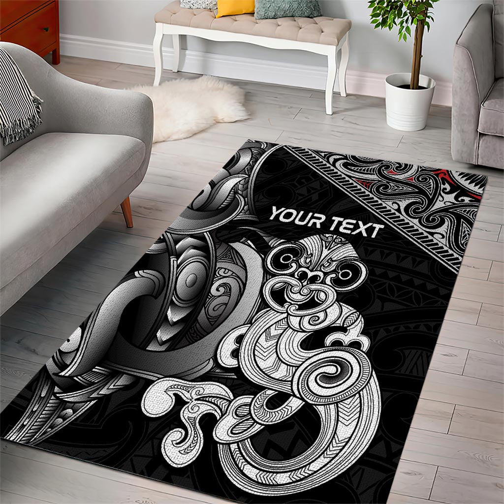 Personalised New Zealand Potae Pango Cricket Area Rug Special Maori Hei Tiki Tribal Tattoo - Vibe Hoodie Shop