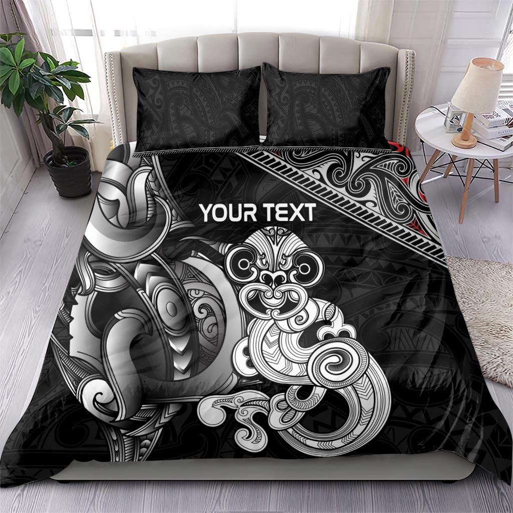 Personalised New Zealand Potae Pango Cricket Bedding Set Special Maori Hei Tiki Tribal Tattoo - Vibe Hoodie Shop
