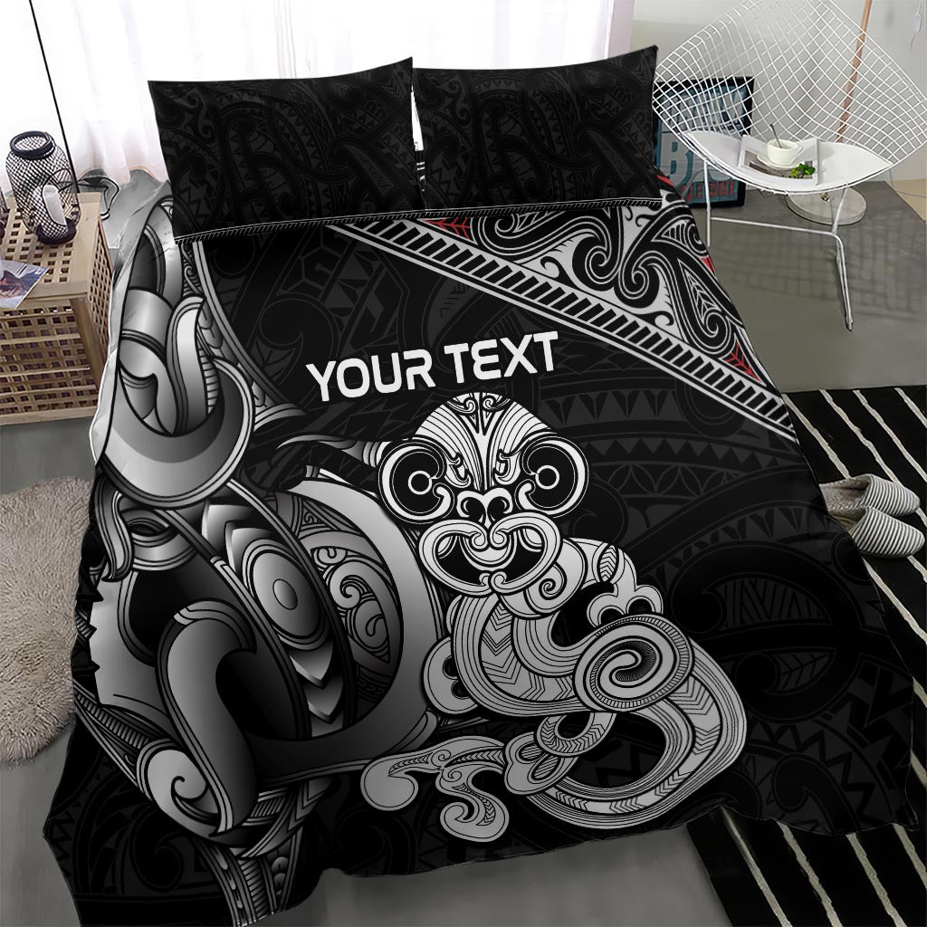 Personalised New Zealand Potae Pango Cricket Bedding Set Special Maori Hei Tiki Tribal Tattoo - Vibe Hoodie Shop