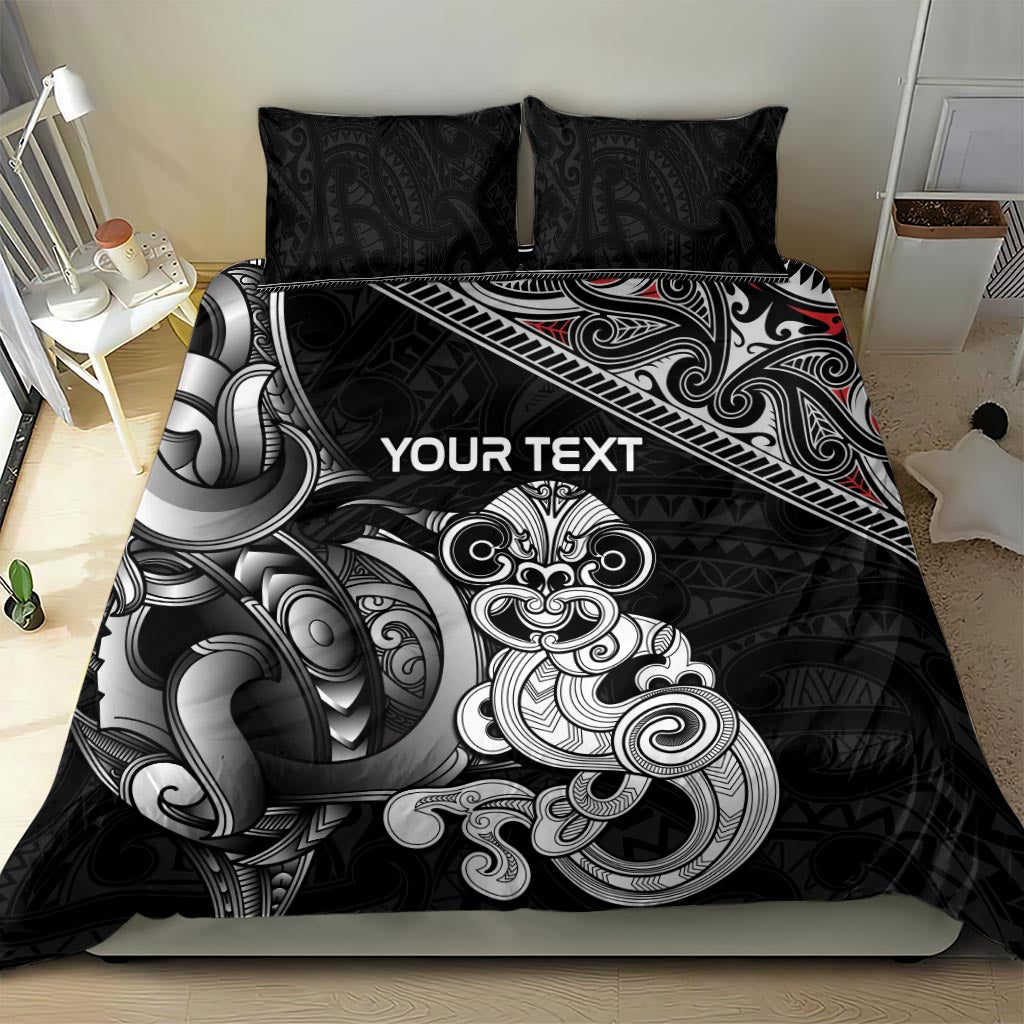 Personalised New Zealand Potae Pango Cricket Bedding Set Special Maori Hei Tiki Tribal Tattoo - Vibe Hoodie Shop