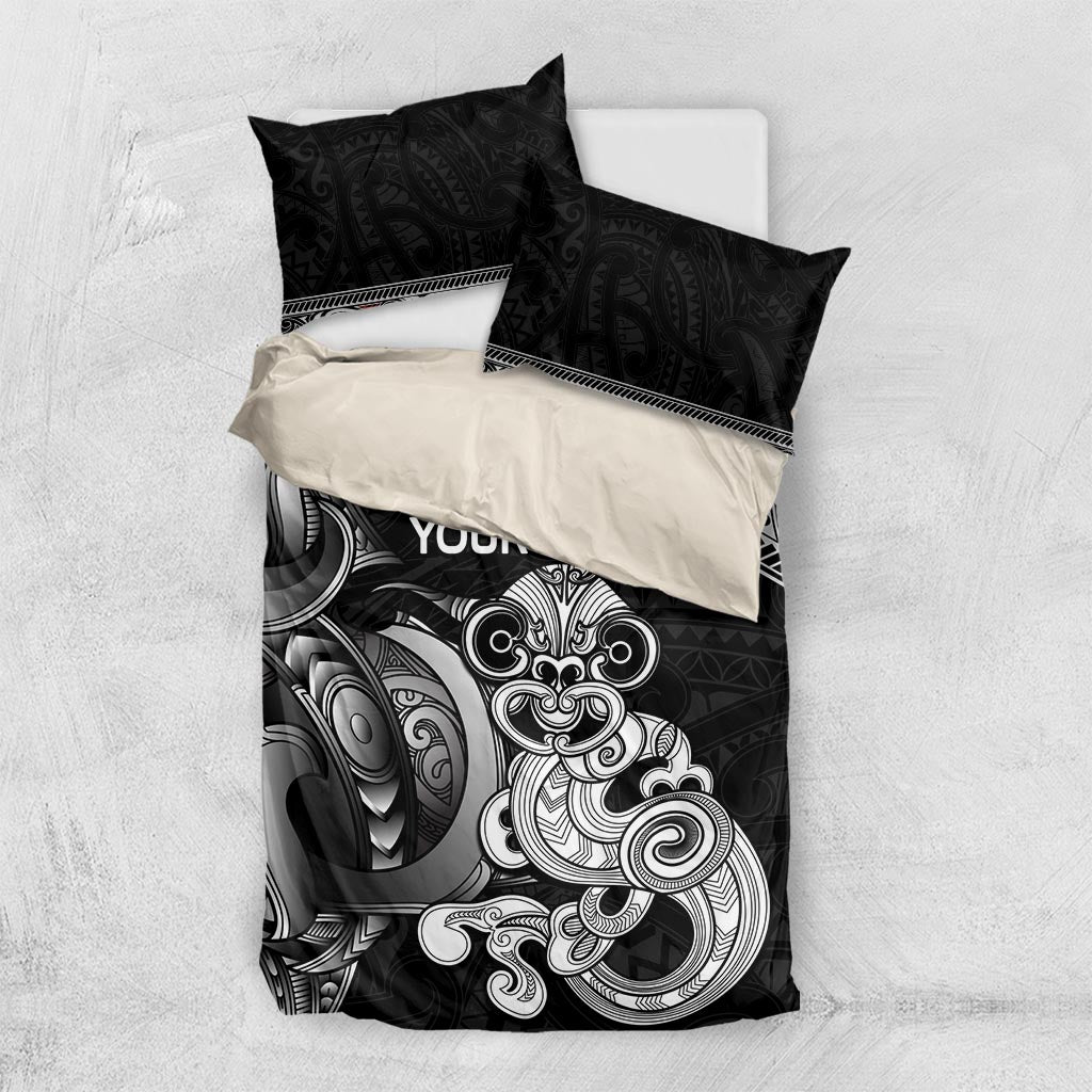 Personalised New Zealand Potae Pango Cricket Bedding Set Special Maori Hei Tiki Tribal Tattoo - Vibe Hoodie Shop
