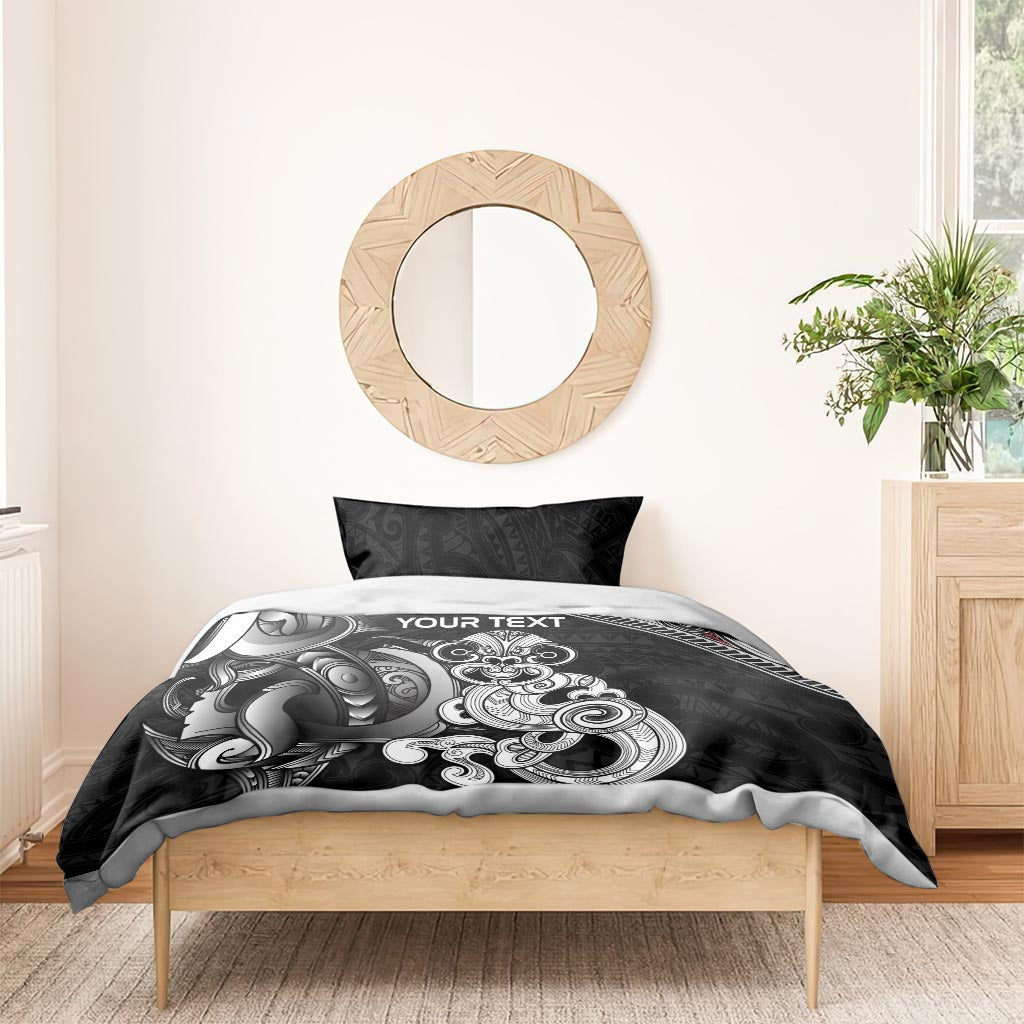 Personalised New Zealand Potae Pango Cricket Bedding Set Special Maori Hei Tiki Tribal Tattoo - Vibe Hoodie Shop
