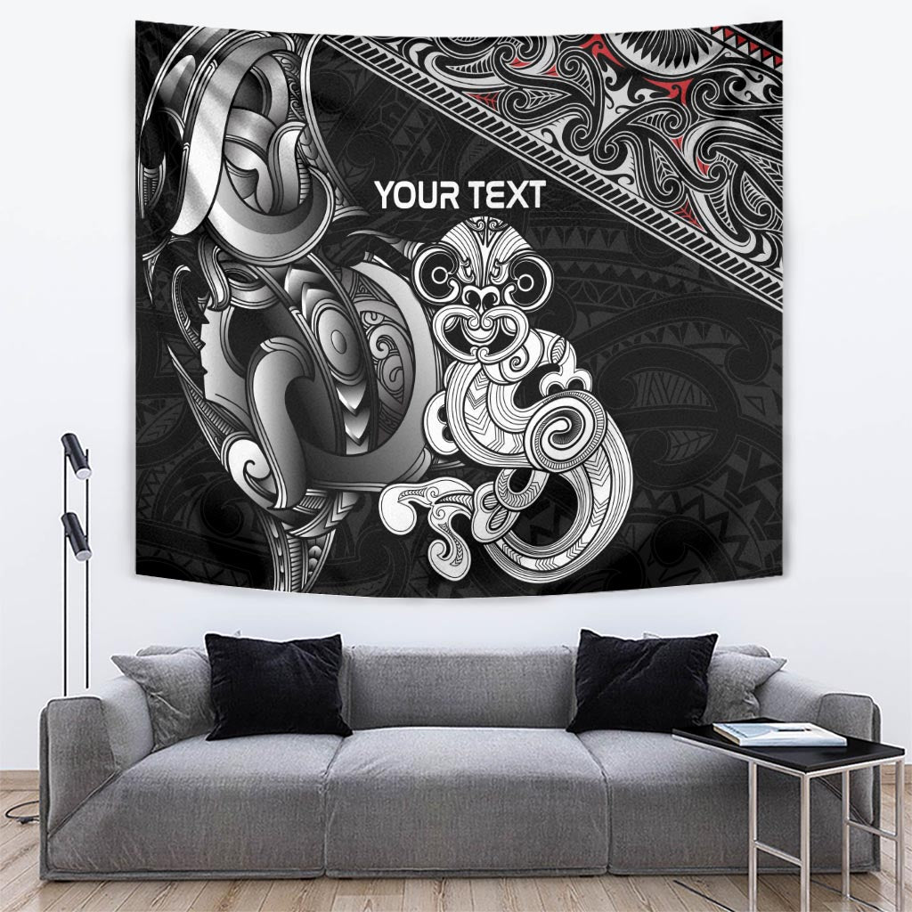 Personalised New Zealand Potae Pango Cricket Tapestry Special Maori Hei Tiki Tribal Tattoo - Vibe Hoodie Shop