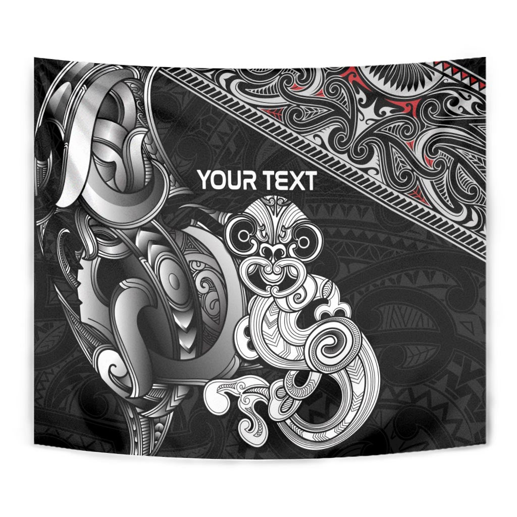 Personalised New Zealand Potae Pango Cricket Tapestry Special Maori Hei Tiki Tribal Tattoo - Vibe Hoodie Shop