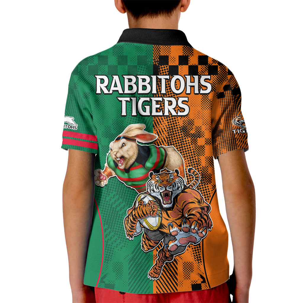 Wests Tigers and Rabbitohs Rugby Kid Polo Shirt Sporty Style LT9