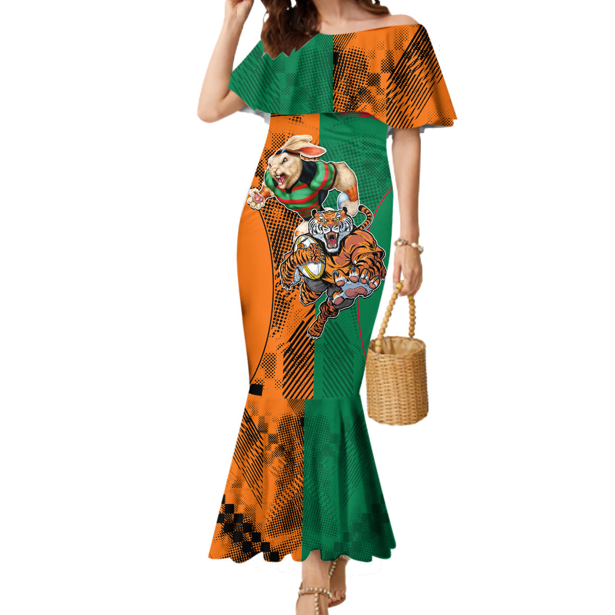 Wests Tigers and Rabbitohs Rugby Mermaid Dress Sporty Style LT9