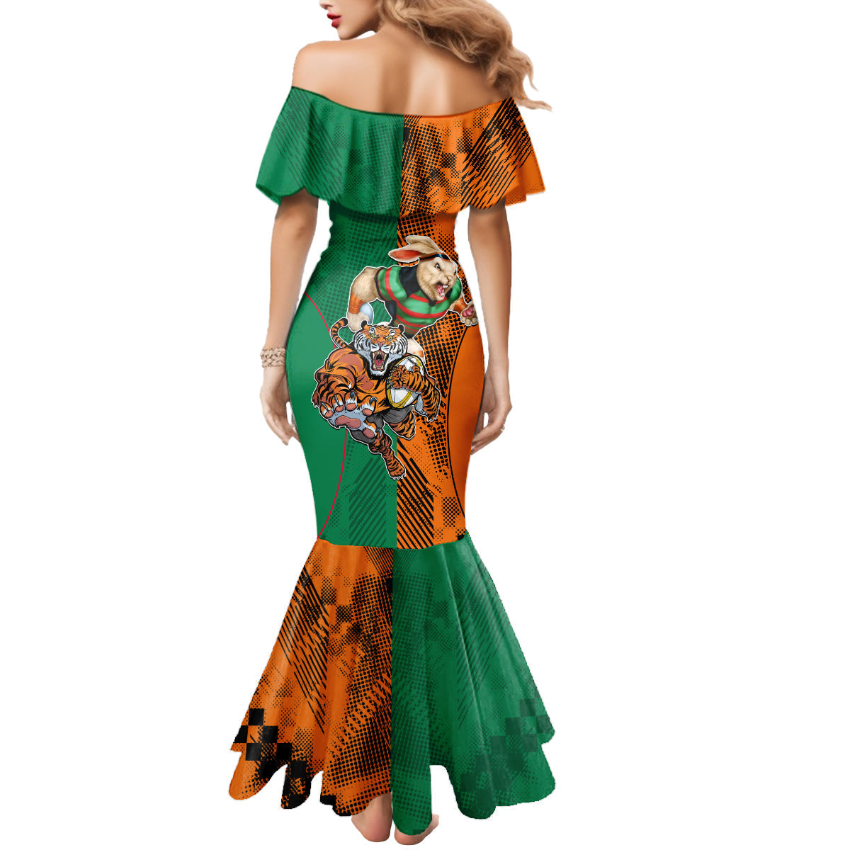 Wests Tigers and Rabbitohs Rugby Mermaid Dress Sporty Style LT9