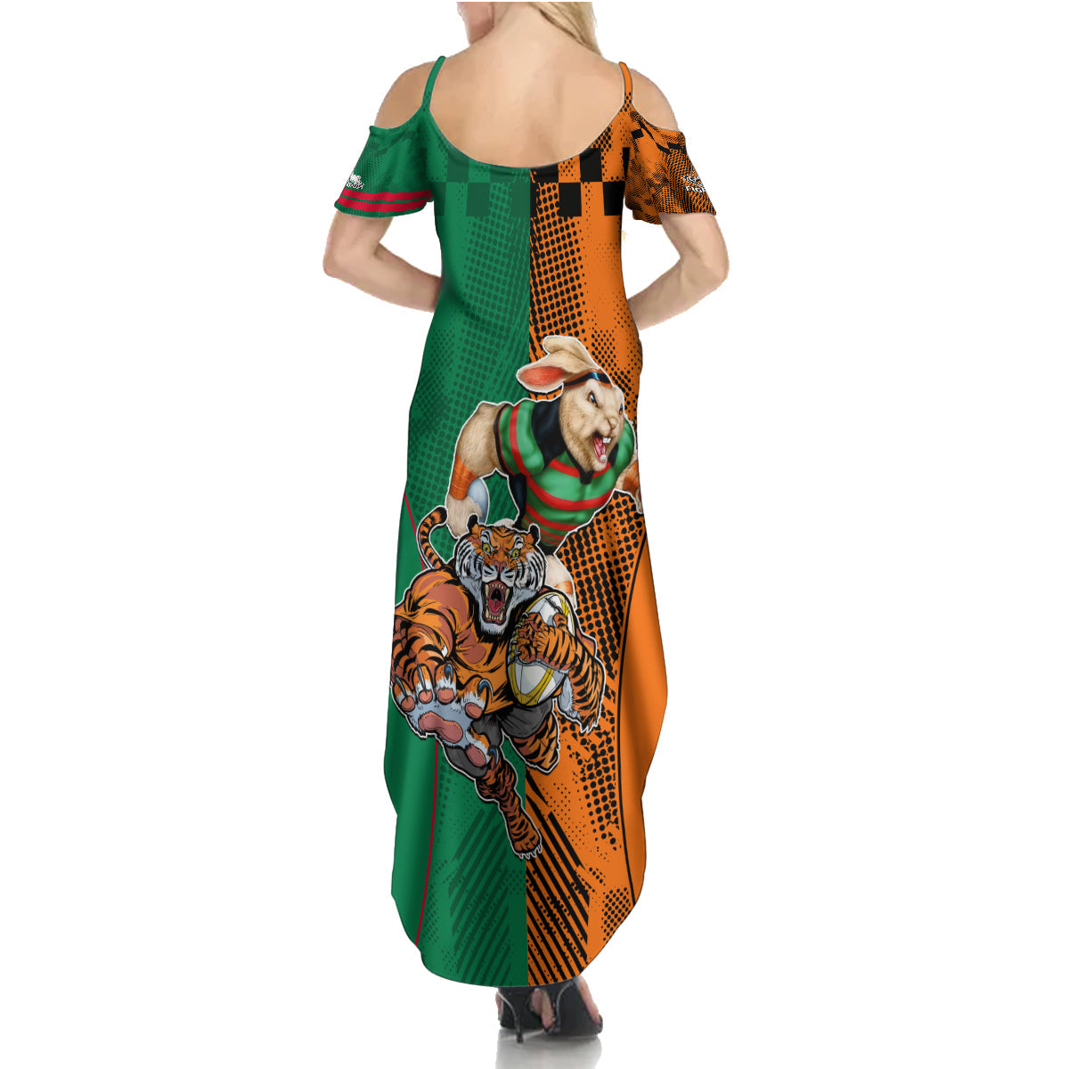 Wests Tigers and Rabbitohs Rugby Summer Maxi Dress Sporty Style LT9