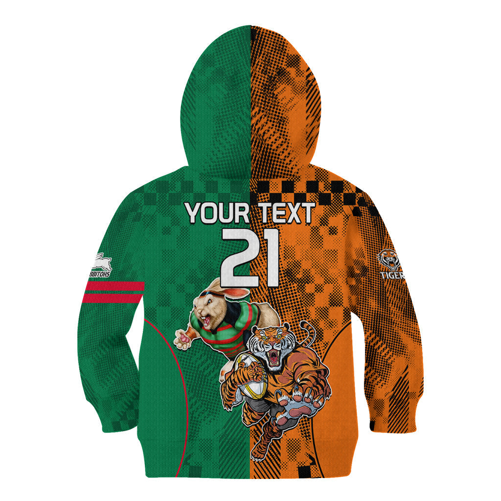 Custom Wests Tigers and Rabbitohs Rugby Kid Hoodie Sporty Style LT9