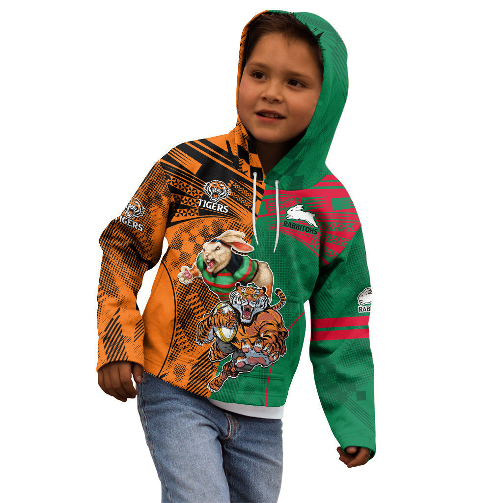 Custom Wests Tigers and Rabbitohs Rugby Kid Hoodie Sporty Style LT9