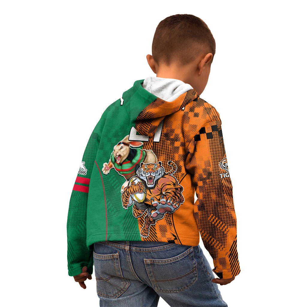 Custom Wests Tigers and Rabbitohs Rugby Kid Hoodie Sporty Style LT9