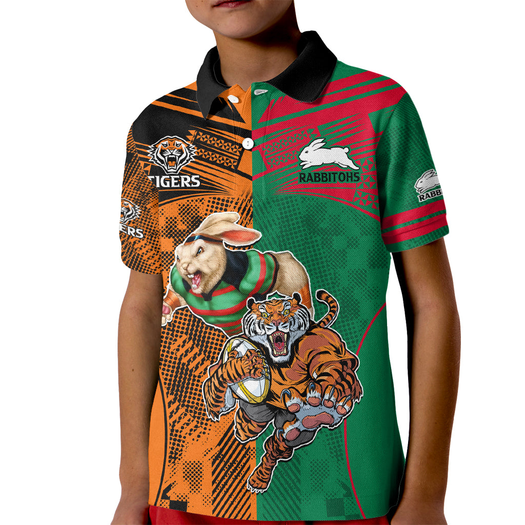 Custom Wests Tigers and Rabbitohs Rugby Kid Polo Shirt Sporty Style LT9