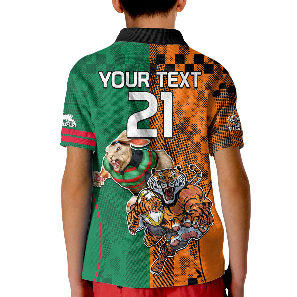 Custom Wests Tigers and Rabbitohs Rugby Kid Polo Shirt Sporty Style LT9