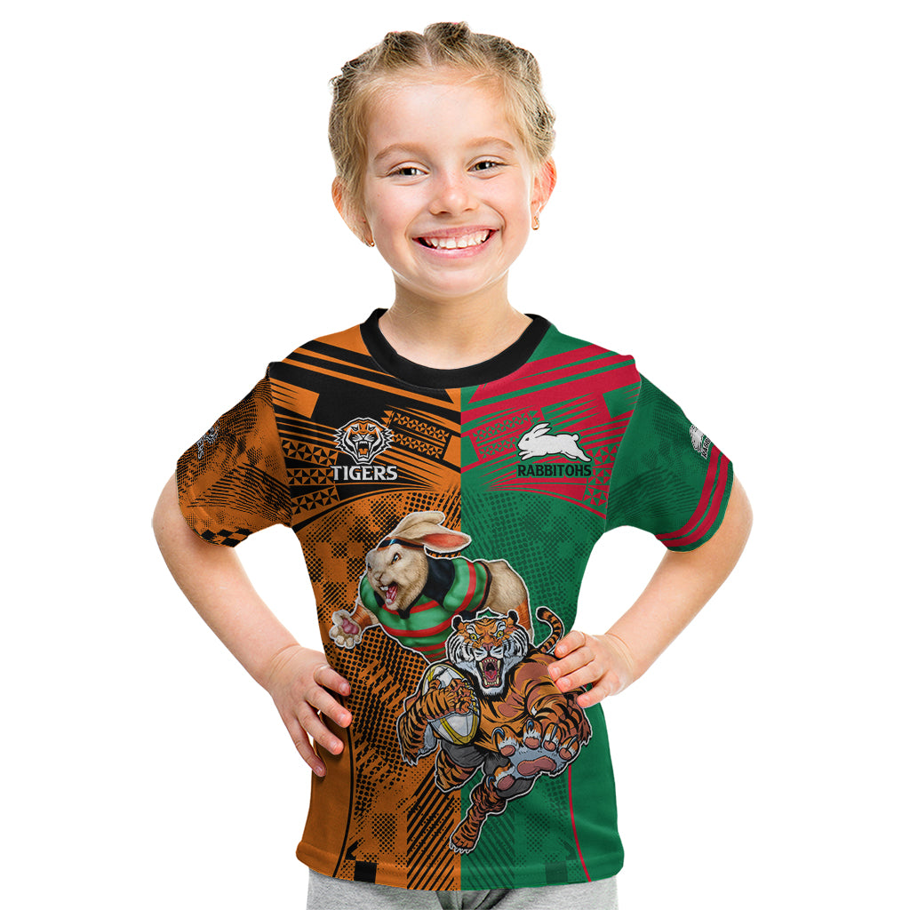 Custom Wests Tigers and Rabbitohs Rugby Kid T Shirt Sporty Style LT9