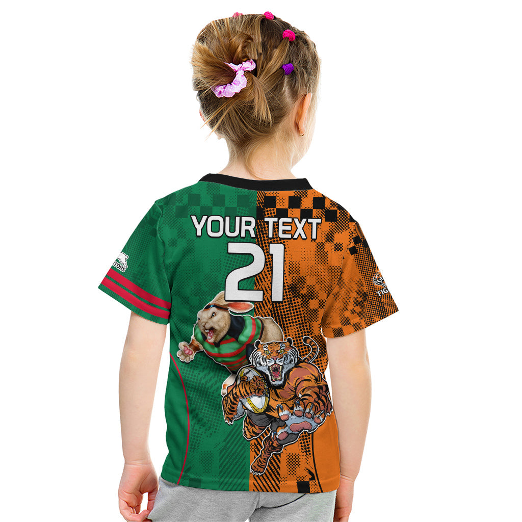 Custom Wests Tigers and Rabbitohs Rugby Kid T Shirt Sporty Style LT9