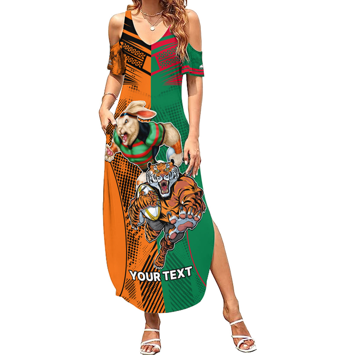 Custom Wests Tigers and Rabbitohs Rugby Summer Maxi Dress Sporty Style LT9