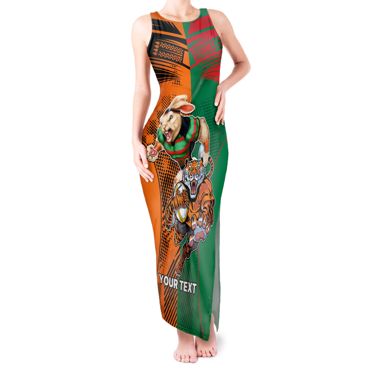 Custom Wests Tigers and Rabbitohs Rugby Tank Maxi Dress Sporty Style LT9