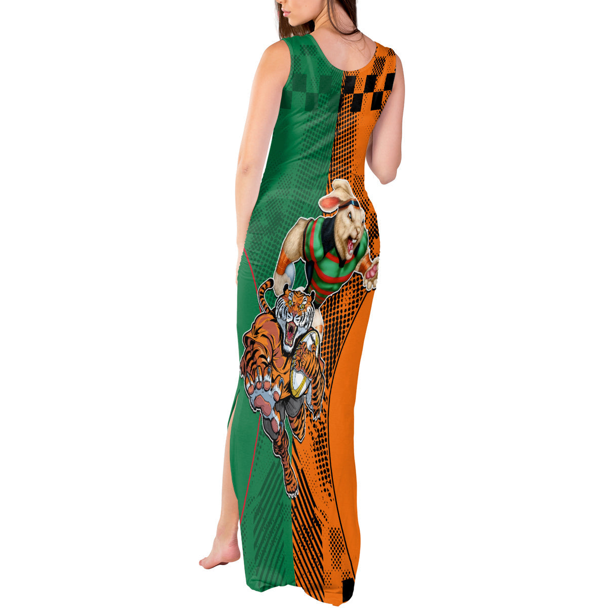 Custom Wests Tigers and Rabbitohs Rugby Tank Maxi Dress Sporty Style LT9