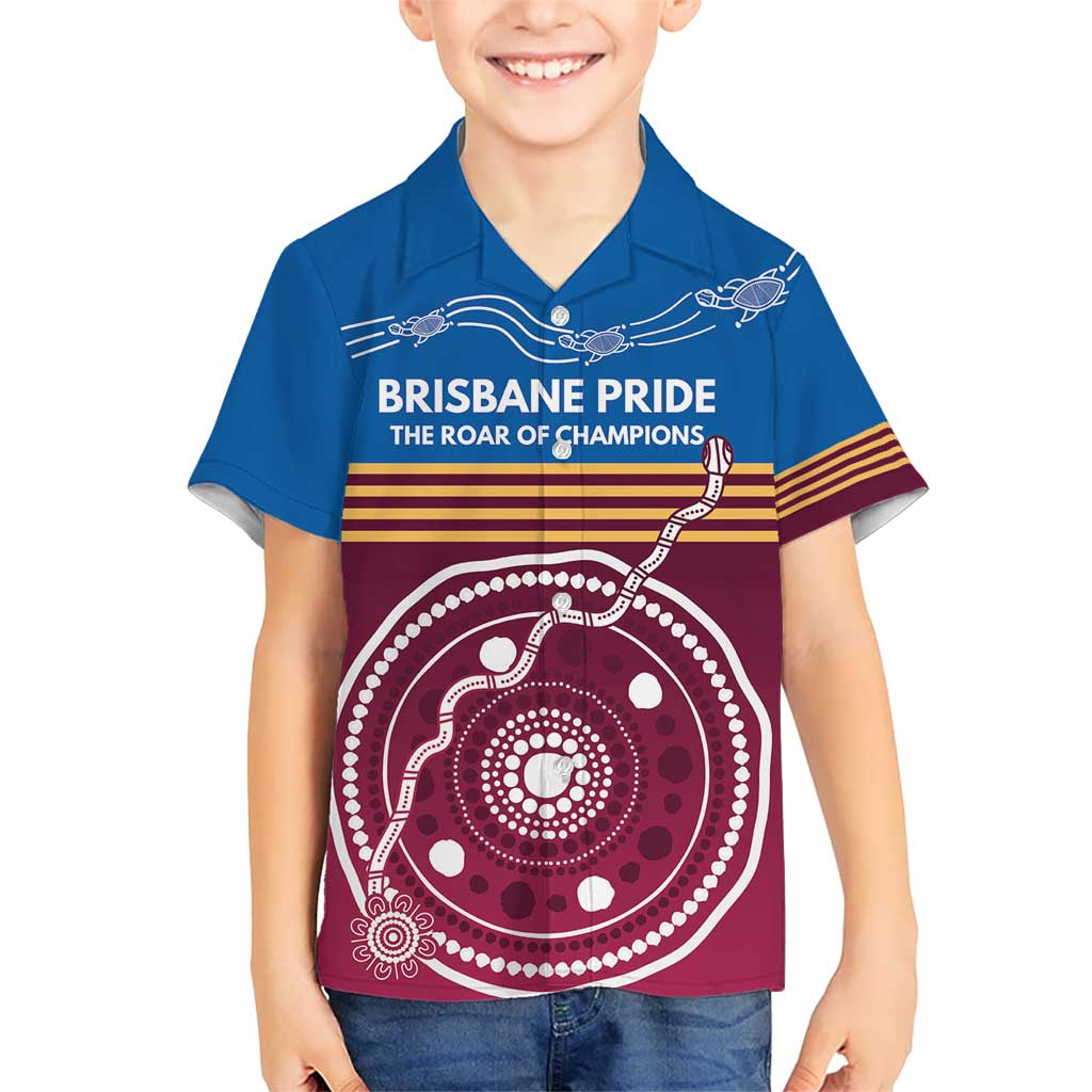 Personalised Brisbane Pride Kid Hawaiian Shirt The Roar of Champions - Vibe Hoodie