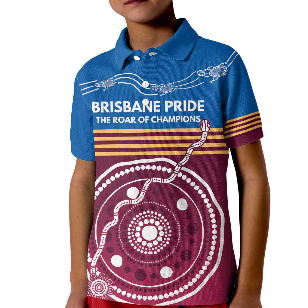 Personalised Brisbane Pride Kid Polo Shirt The Roar of Champions - Vibe Hoodie