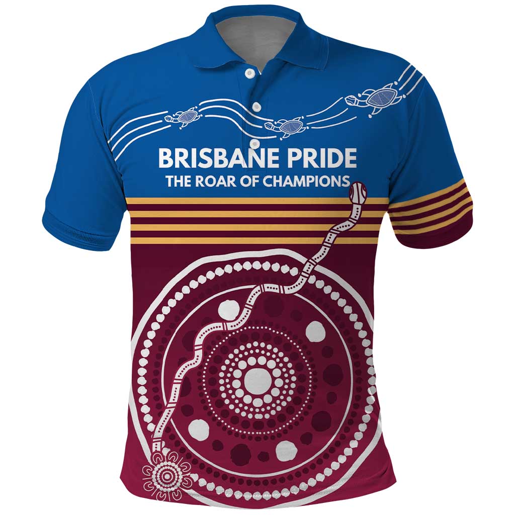 Personalised Brisbane Pride Polo Shirt The Roar of Champions - Vibe Hoodie