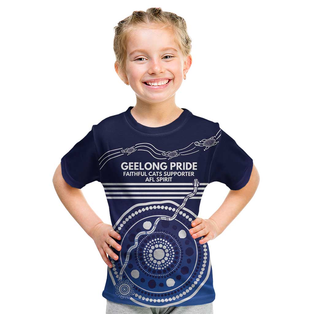 Custom Geelong Pride Kid T Shirt On the Road to Glory Indigenous Aboriginal - Vibe Hoodie