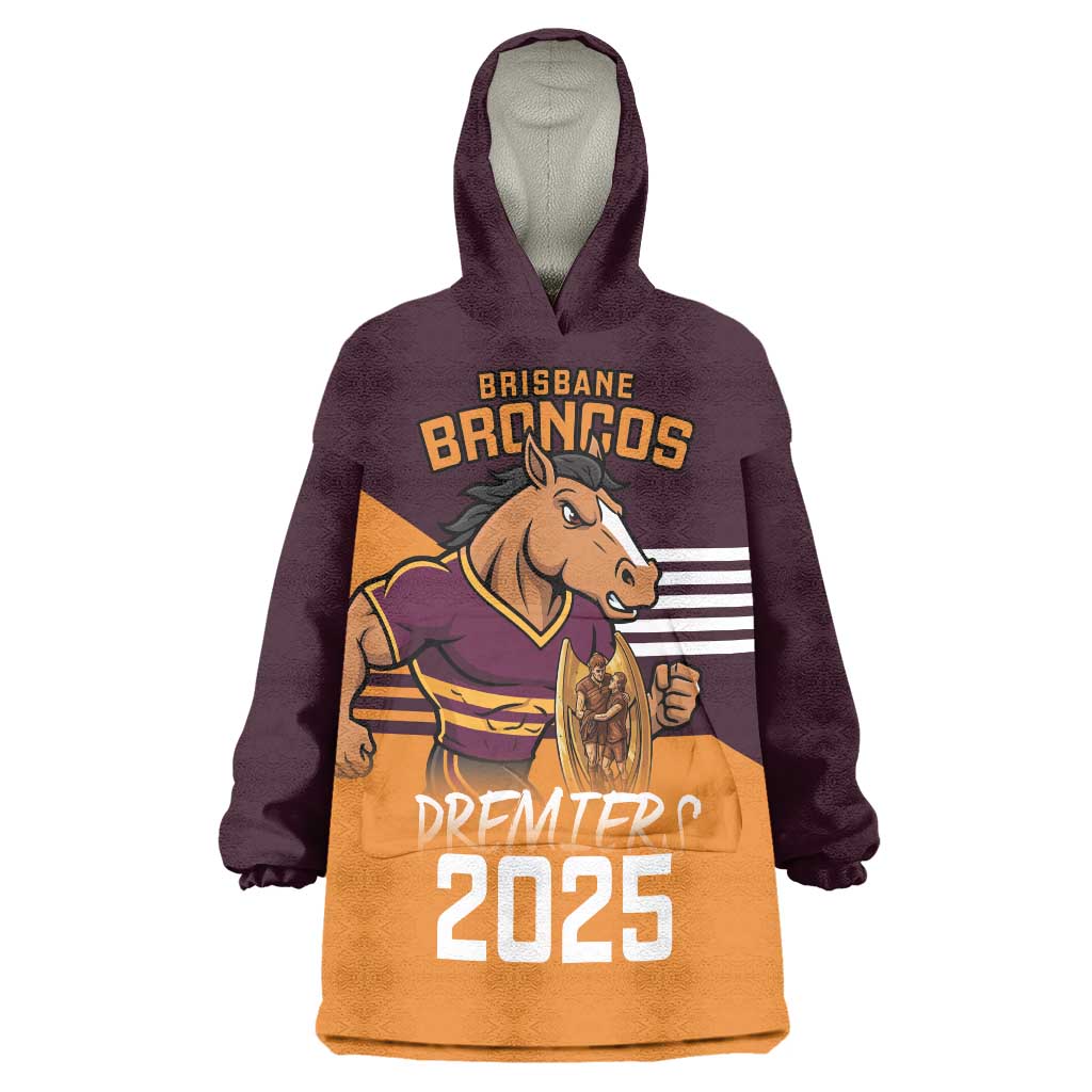 Personalised Broncos Spirit Wearable Blanket Hoodie Grand Final Champions 2025 - Vibe Hoodie