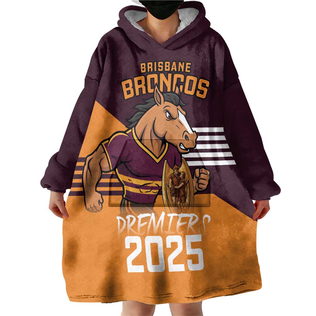 Personalised Broncos Spirit Wearable Blanket Hoodie Grand Final Champions 2025 - Vibe Hoodie