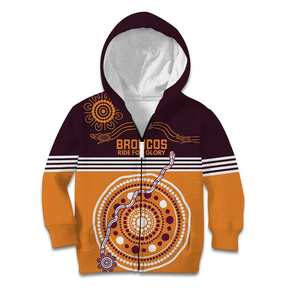 Custom Broncos Spirit Kid Hoodie Ride for Glory Indigenous Aboriginal - Vibe Hoodie