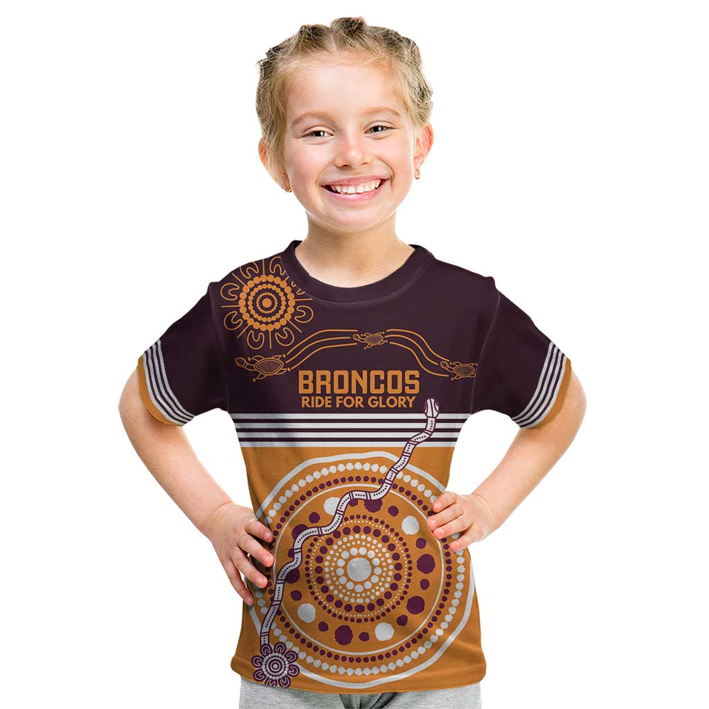 Custom Broncos Spirit Kid T Shirt Ride for Glory Indigenous Aboriginal - Vibe Hoodie