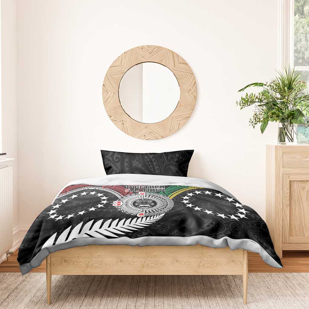 Aotearoa and Cook Islands Mo Te Tiriti Bedding Set New Zealand Honour The Treaty Ake!Ake!Ake! - Vibe Hoodie Shop