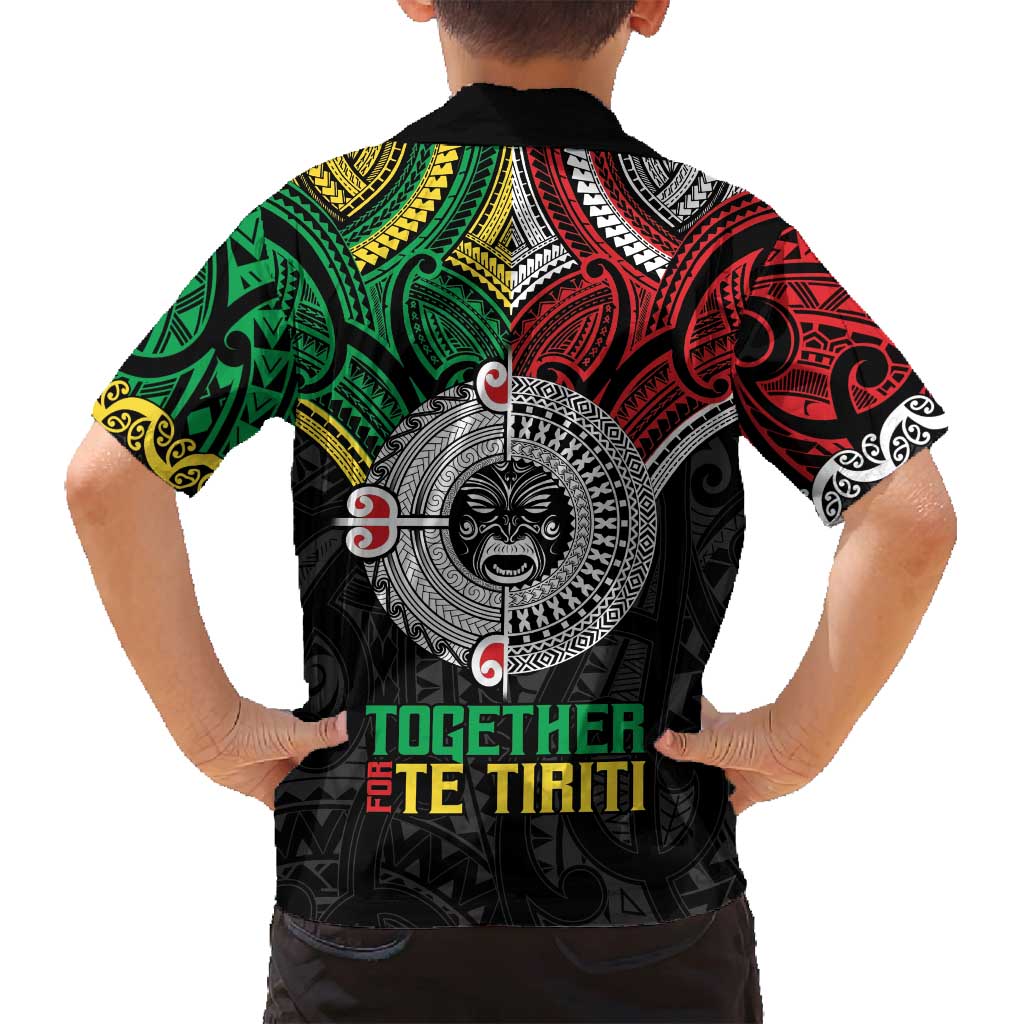 Aotearoa and Cook Islands Mo Te Tiriti Family Matching Puletasi and Hawaiian Shirt New Zealand Honour The Treaty Ake!Ake!Ake!