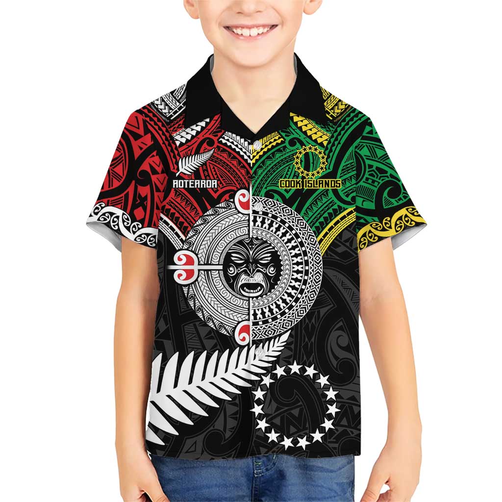 Aotearoa and Cook Islands Mo Te Tiriti Family Matching Short Sleeve Bodycon Dress and Hawaiian Shirt New Zealand Honour The Treaty Ake!Ake!Ake!