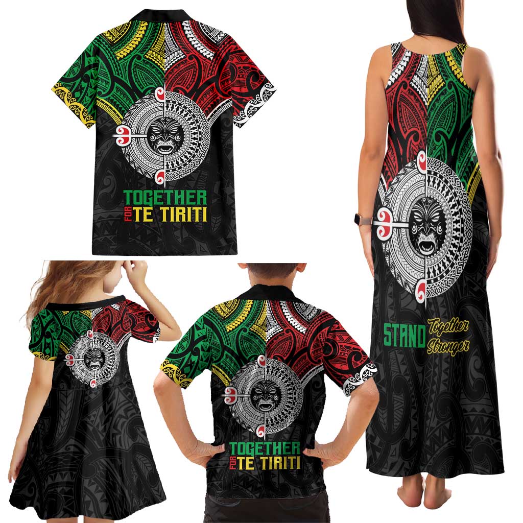 Aotearoa and Cook Islands Mo Te Tiriti Family Matching Tank Maxi Dress and Hawaiian Shirt New Zealand Honour The Treaty Ake!Ake!Ake!