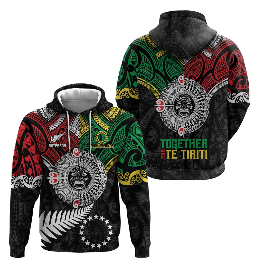 Aotearoa and Cook Islands Mo Te Tiriti Hoodie New Zealand Honour The Treaty Ake!Ake!Ake! LT9 - Vibe Hoodie Shop
