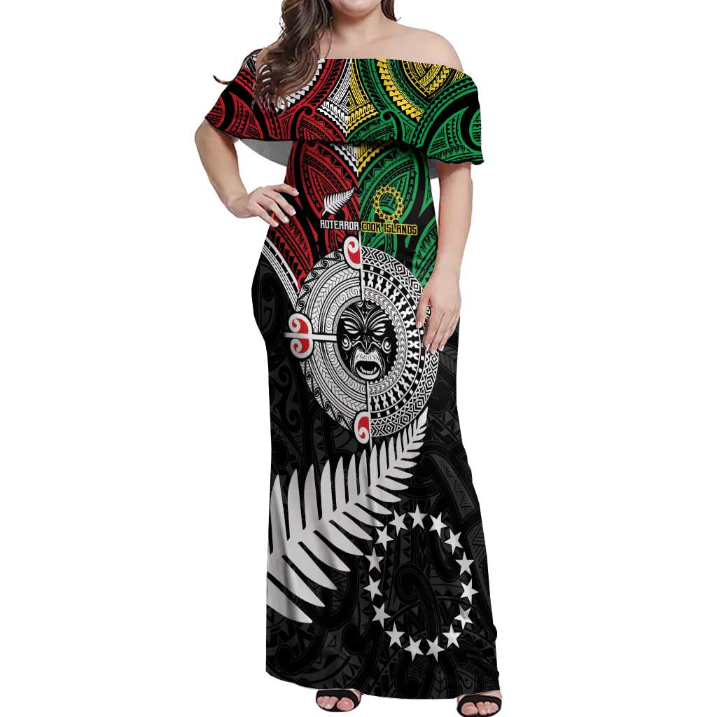 Aotearoa and Cook Islands Mo Te Tiriti Off Shoulder Maxi Dress New Zealand Honour The Treaty Ake!Ake!Ake!