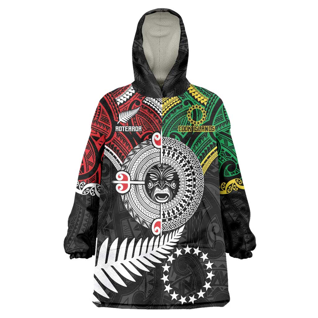 Aotearoa and Cook Islands Mo Te Tiriti Wearable Blanket Hoodie New Zealand Honour The Treaty Ake!Ake!Ake! - Vibe Hoodie Shop