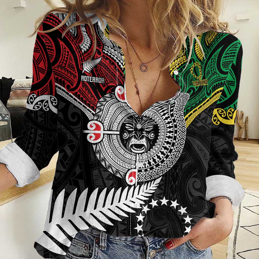 Aotearoa and Cook Islands Mo Te Tiriti Women Casual Shirt New Zealand Honour The Treaty Ake!Ake!Ake! - Vibe Hoodie Shop