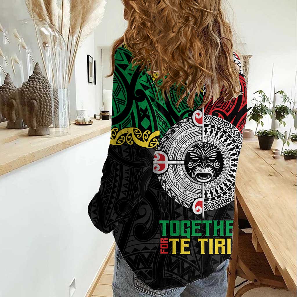 Aotearoa and Cook Islands Mo Te Tiriti Women Casual Shirt New Zealand Honour The Treaty Ake!Ake!Ake! - Vibe Hoodie Shop