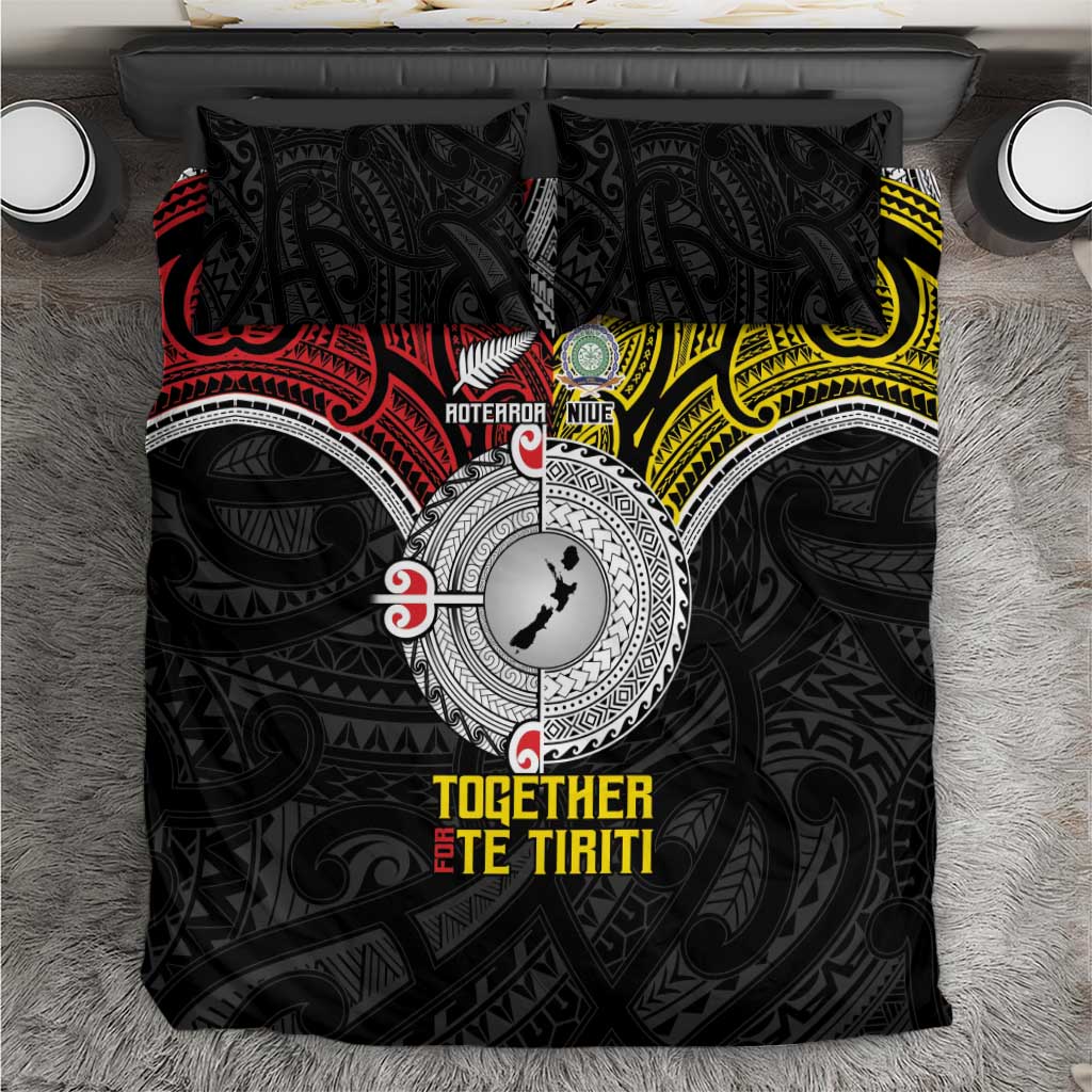 Aotearoa and Niue Mo Te Tiriti Bedding Set New Zealand Honour The Treaty Ake!Ake!Ake! - Vibe Hoodie Shop