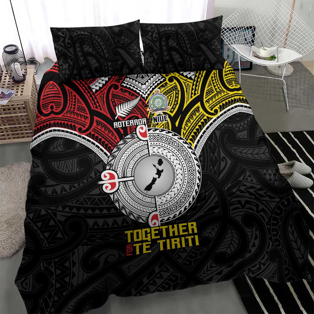 Aotearoa and Niue Mo Te Tiriti Bedding Set New Zealand Honour The Treaty Ake!Ake!Ake! - Vibe Hoodie Shop