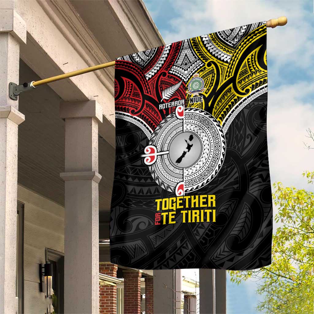 Aotearoa and Niue Mo Te Tiriti Garden Flag New Zealand Honour The Treaty Ake!Ake!Ake! - Vibe Hoodie Shop