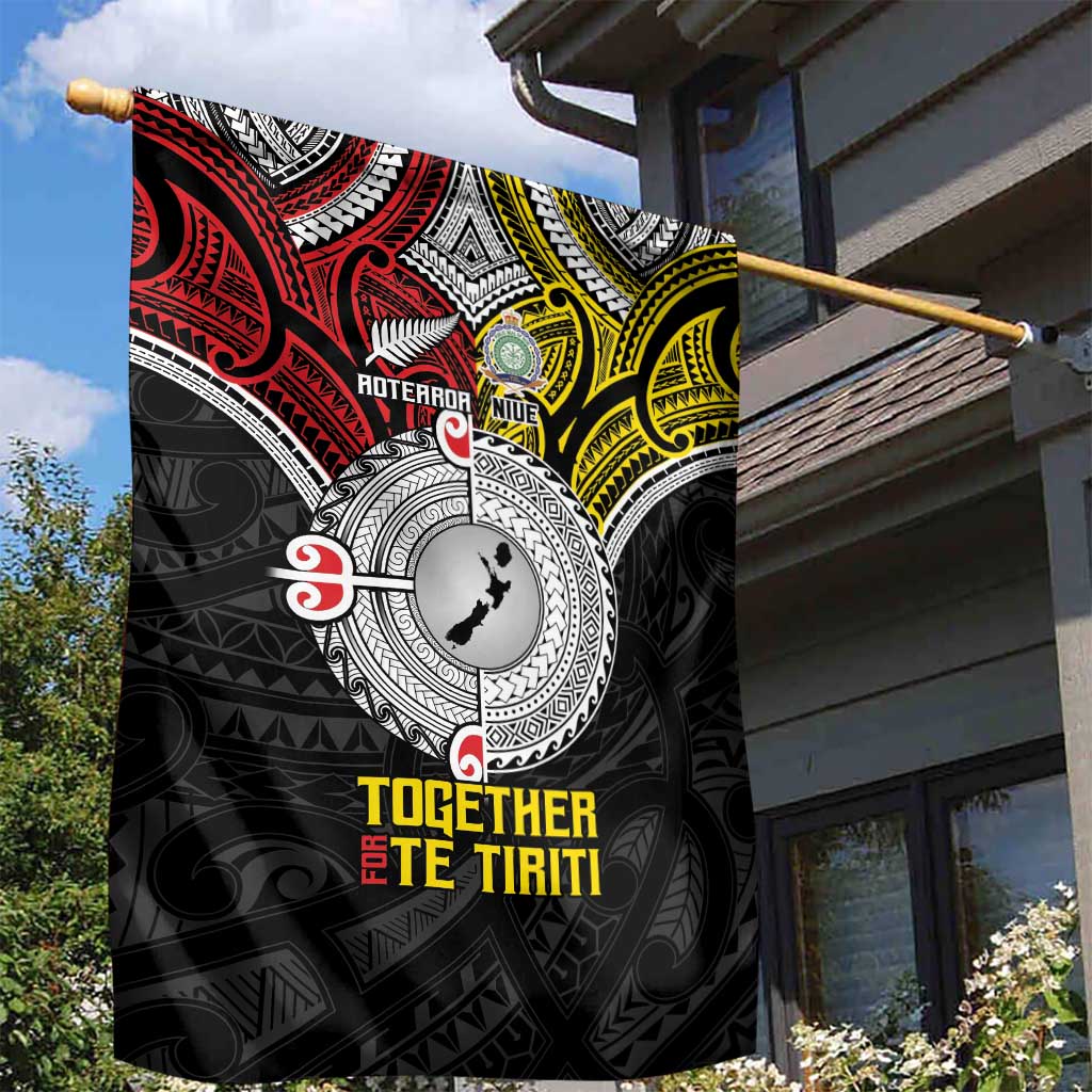Aotearoa and Niue Mo Te Tiriti Garden Flag New Zealand Honour The Treaty Ake!Ake!Ake! - Vibe Hoodie Shop